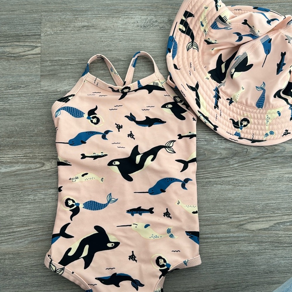 Sea Life Swimsuit and Hat
